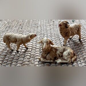 Vintage 2 Sheep & 1 Ram Nativity Set Figurines